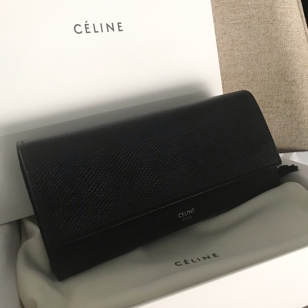 Celine Large Black Flap Wallet